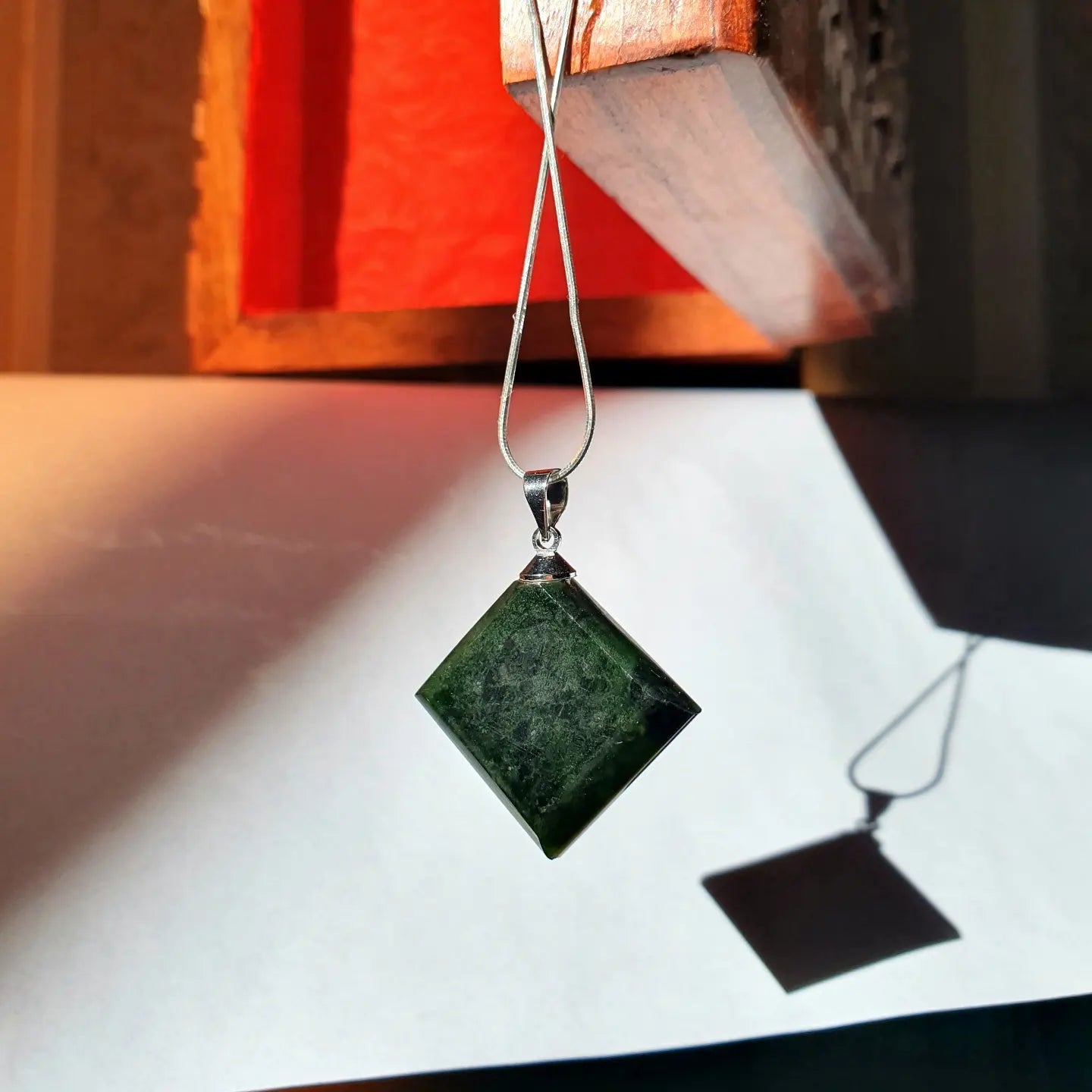 Nephrite Stone Pendant with Silver Band – Handcrafted Jewelry from Gilgit Baltistan