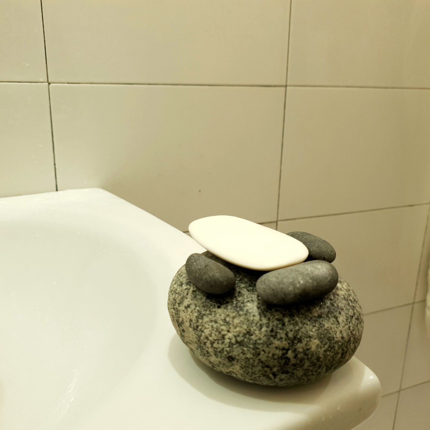 Natural Riverstone Soap Dish – Handcrafted Eco-Friendly Stone Holder from Gilgit-Baltistan