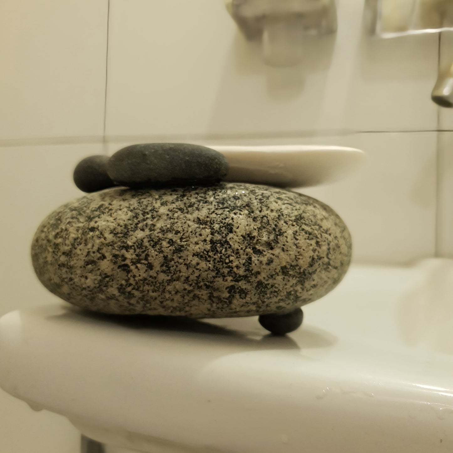 Natural Riverstone Soap Dish – Handcrafted Eco-Friendly Stone Holder from Gilgit-Baltistan