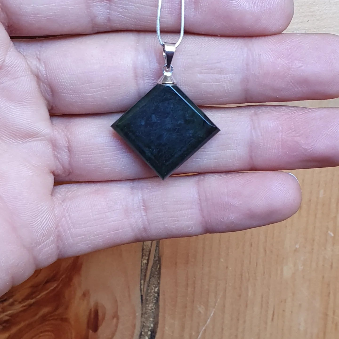 Nephrite Stone Pendant with Silver Band – Handcrafted Jewelry from Gilgit Baltistan