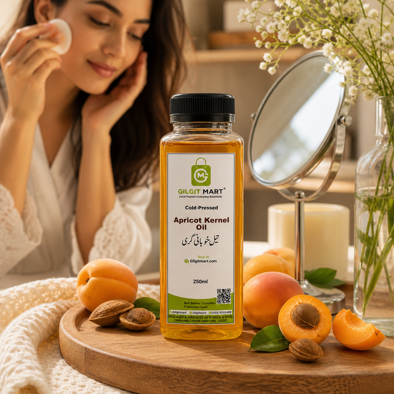 Cold Pressed Apricot Oil – Pure, For Skin & Hair