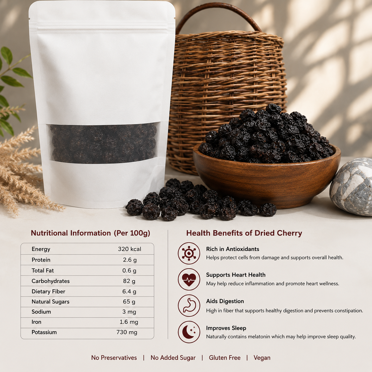 Dry Cherries – Naturally Sun-Dried Organic