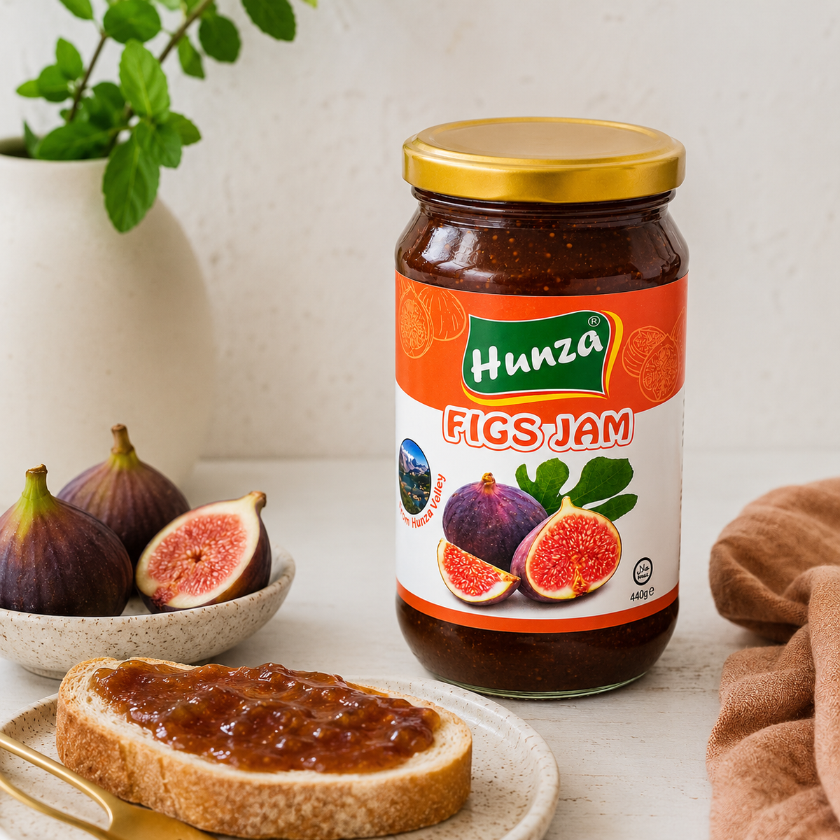 Hunza figs jam (anjeer jam) spread on toast, natural fruit preserve from Gilgit-Baltistan