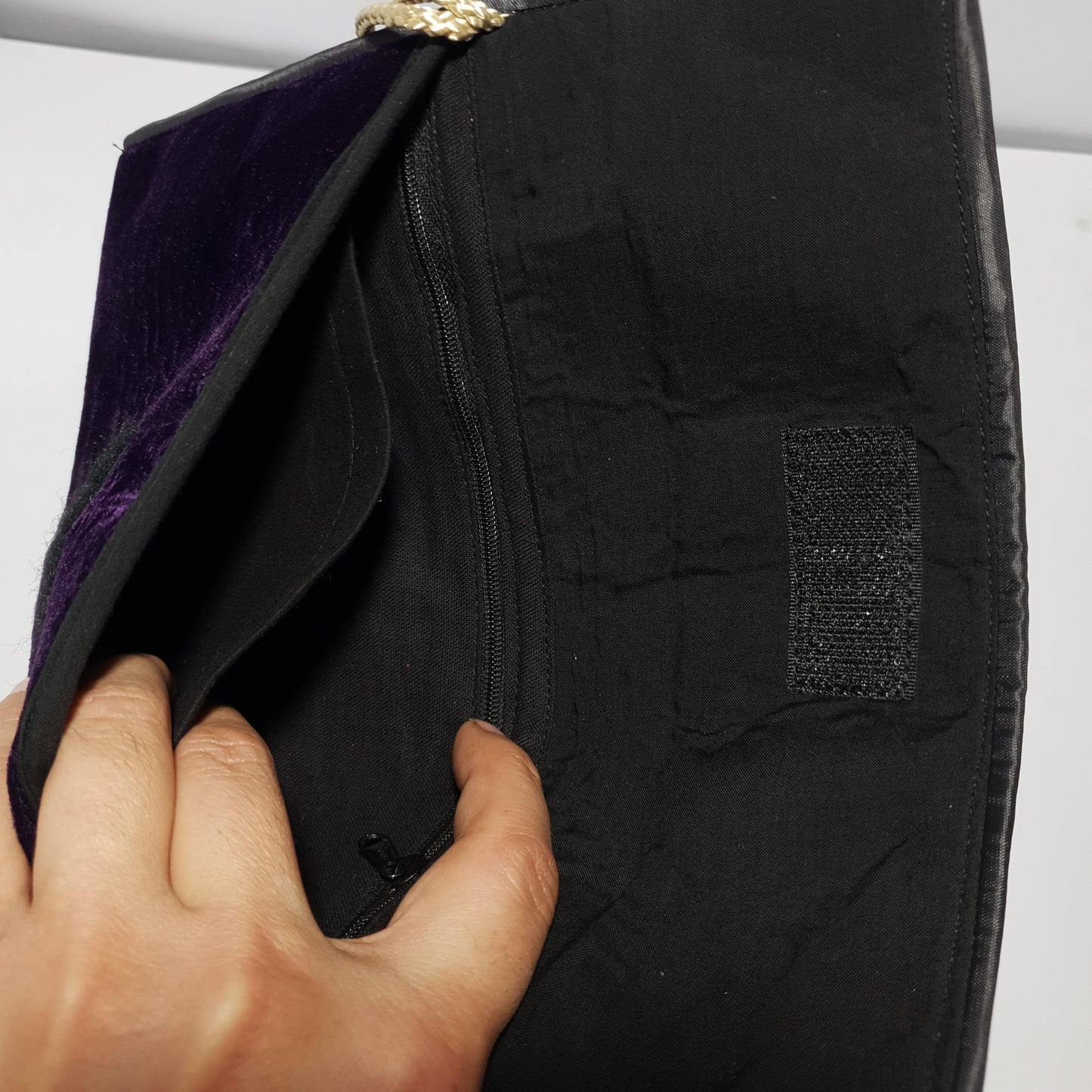 Handmade Purple Velvet Clutch Wallet - 3 Compartment Gilgit Baltistan Embroidered Bag