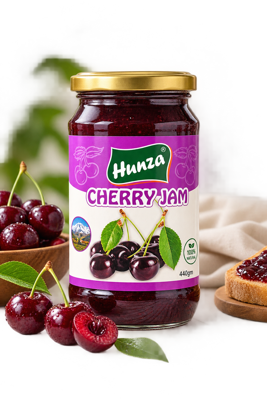 Hunza cherry jam spread on toast, natural fruit preserve from Gilgit-Baltistan