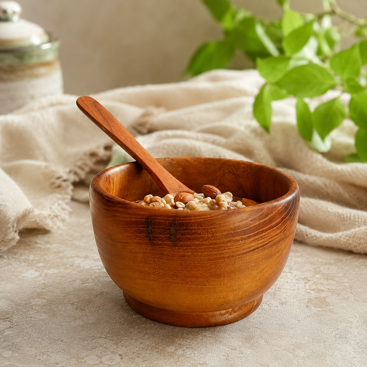 Handcrafted Mulberry Wood Bowl with Spoon