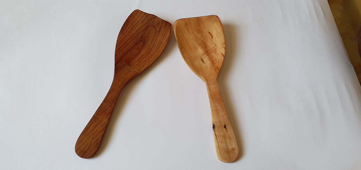 Handmade Wooden Spatula from Gilgit - Natural Birch, Apricot, or Almond Wood Cooking Utensil