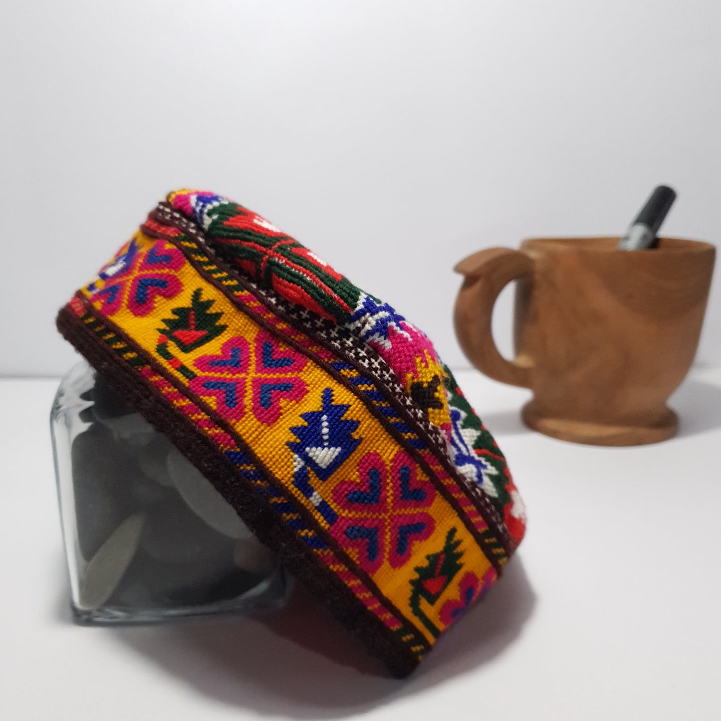 Handmade Gilgit Baltistan Embroidered Cap | Intricate Geometric Design | Cultural Artisan Gift