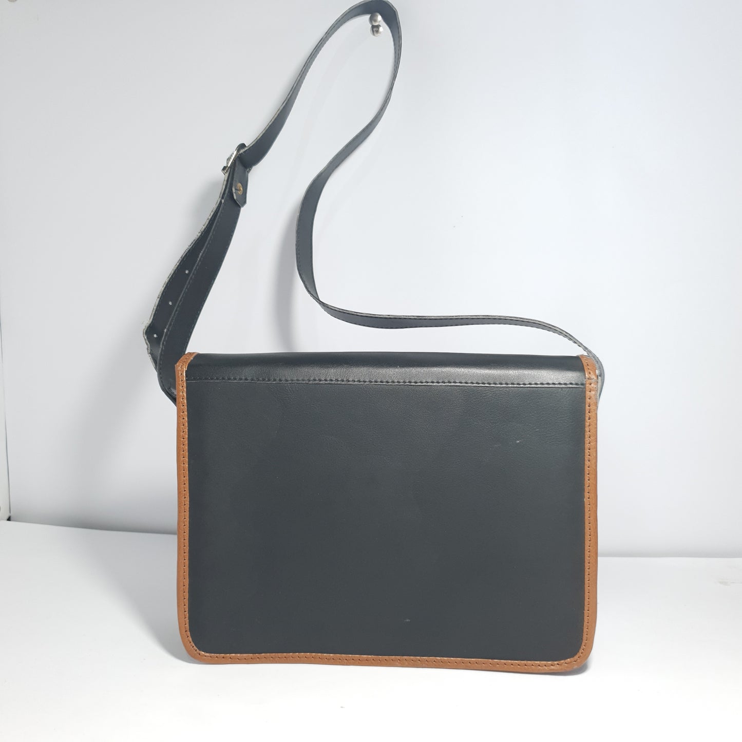 Handmade Embroidered Leather Bag for Women - Gilgit Baltistan Artisan Crossbody Bag with Geometric Motif