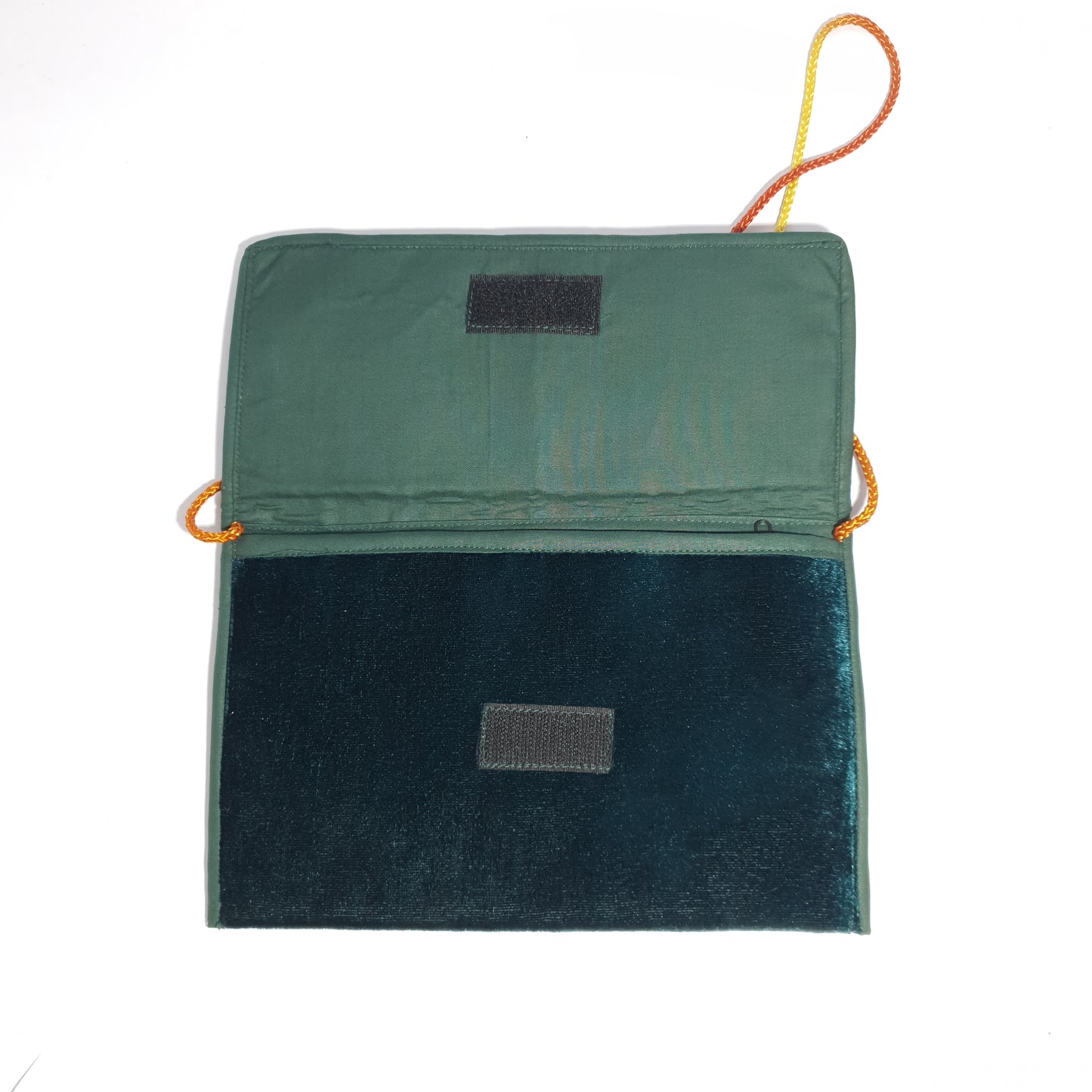 Handmade Green Velvet Clutch Wallet - 3 Compartment Gilgit Baltistan Embroidered Evening Bag