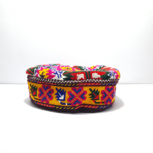 Handmade Gilgit Baltistan Embroidered Cap | Intricate Geometric Design | Cultural Artisan Gift
