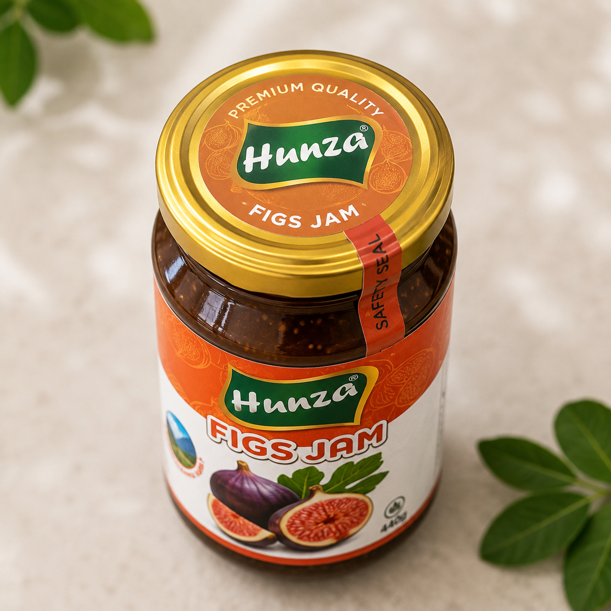 Sealed lid of Hunza Figs Jam jar, 440g, Gilgit Mart