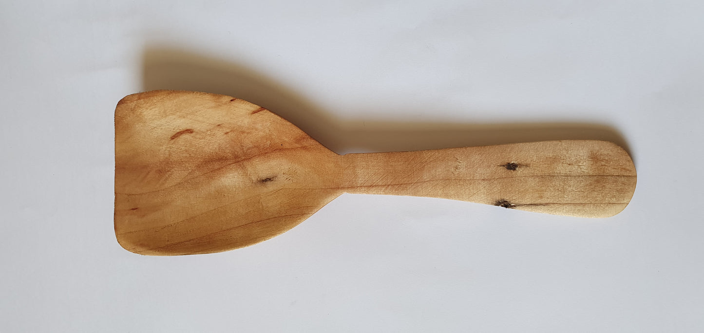 Handmade Wooden Spatula from Gilgit - Natural Birch, Apricot, or Almond Wood Cooking Utensil