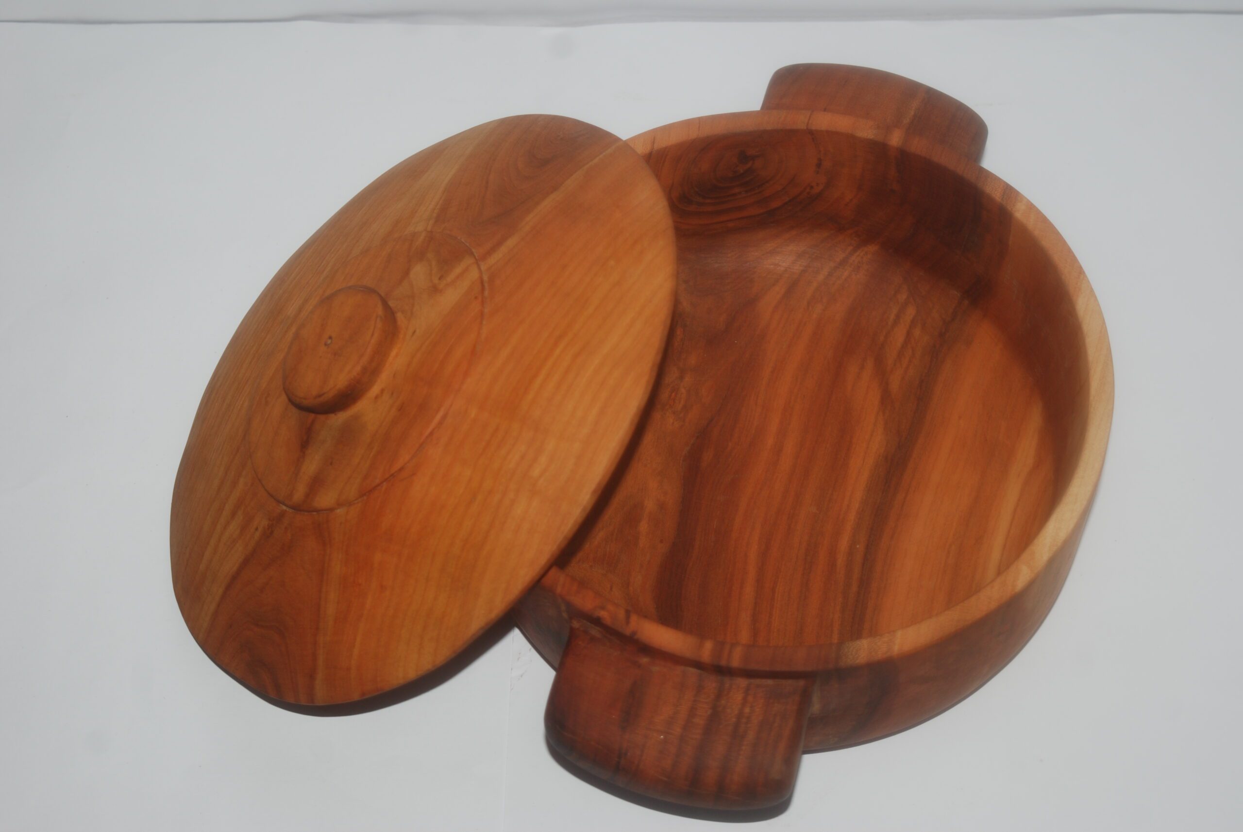 Handmade Apricot Wood Bowl with Large Lid